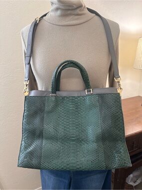 Glenda Bloom Python & Leather Tote Purse Shoulder Bag